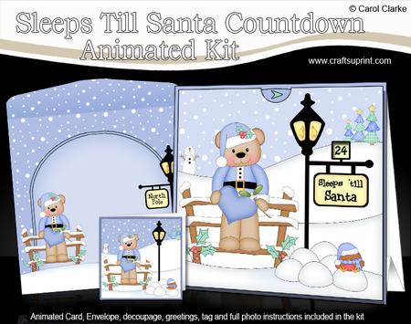 3D Xmas Austin Bear Sleeps Till Santa Countdown Card