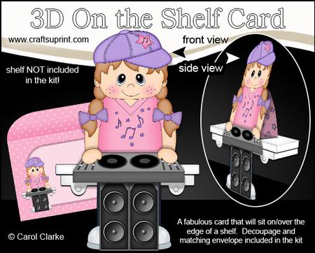 3D on the Shelf Card Kit - Little Dj Girl Amp