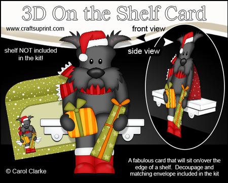 3D on the Shelf Card Kit - Christmas Hamish Scottie Dog