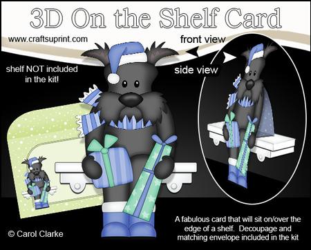 3D on the Shelf Card Kit - Christmas Hamish Scottie Dog