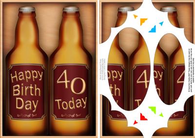 A5 40th Birthday Beer Gift Set Scallop Corners and Pyramage