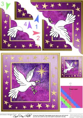 Xmas Dove Scallop Corner Side Stacker Topper