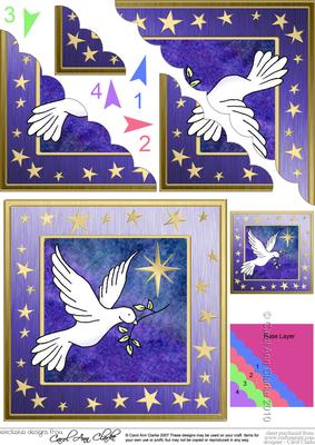 Xmas Dove Scallop Corner Side Stacker Topper