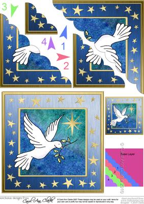 Xmas Dove Scallop Corner Side Stacker Topper