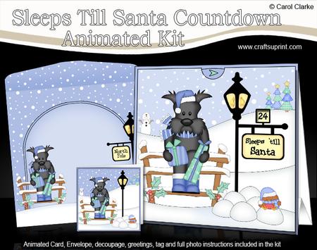 3D Xmas Hamish Scottie Dog Sleeps Till Santa Countdown Card