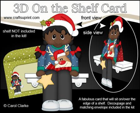 3D on the Shelf Card Kit - Ethnic Christmas Jumper Girl