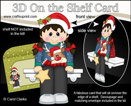 3D on the Shelf Card Kit - Little Christmas Jumper Girl