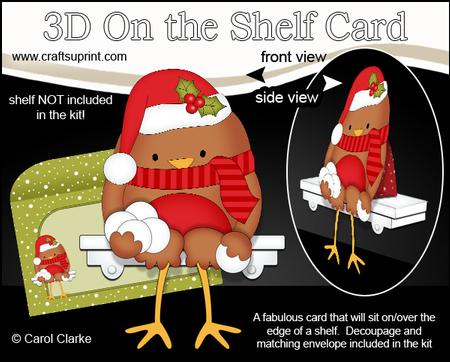 3D on the Shelf Card Kit - Christmas Bobbin Robin