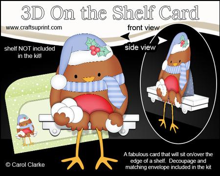 3D on the Shelf Card Kit - Christmas Bobbin Robin