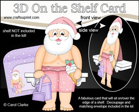3D on the Shelf Card Kit - Christmas Santa on the Beach