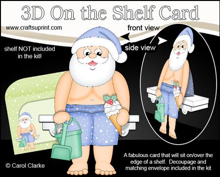 3D on the Shelf Card Kit - Christmas Santa on the Beach