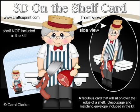 3D on the Shelf Card Kit - Little Old Man Butcher Mr Jones