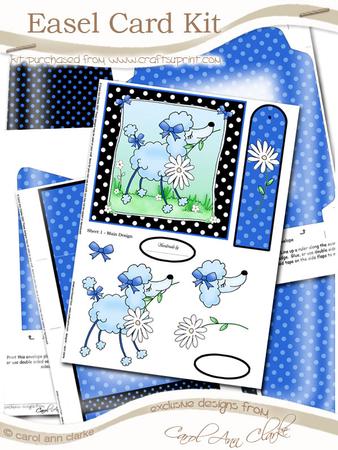 Cute Poodle Easel Card Kit with 3D Decoupage