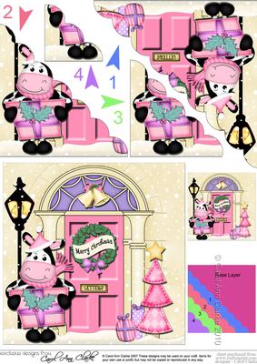 Christmas Milly Moo Cow Scallop Corner Stacker Topper