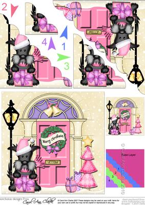Christmas Maisie Scottie Dog Scallop Corner Stacker Topper