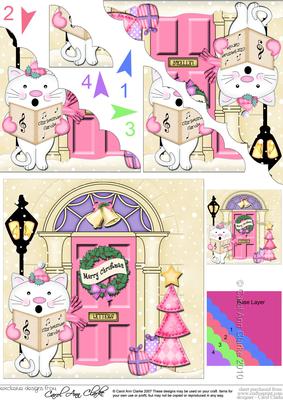 Christmas Little Cat Scallop Corner Stacker Topper