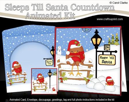 3D Xmas Bobbin Robin Sleeps Till Santa Countdown Card