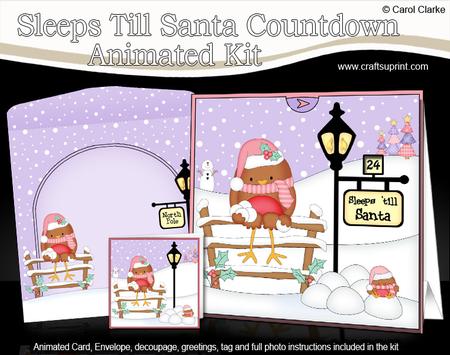 3D Xmas Bobbin Robin Sleeps Till Santa Countdown Card