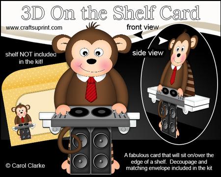 3D on the Shelf Card Kit - Little Monkey Dj Bing