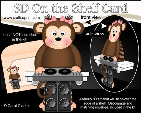 3D on the Shelf Card Kit - Little Monkey Dj Bubbles
