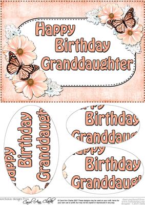 A5 Birthday Granddaughter Butterflies & Flowers Pyramage