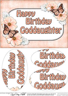A5 Birthday Goddaughter Butterflies & Flowers Pyramage