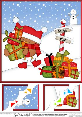 8 x 8 Christmas Bobbin Robin Scalloped Corner Topper