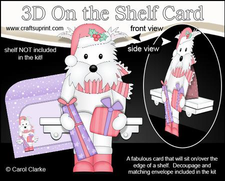 3D on the Shelf Card Kit - Little Christmas Westie Dog