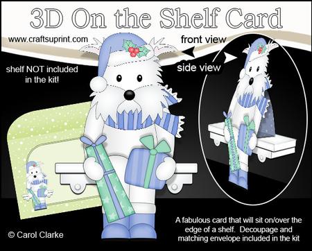 3D on the Shelf Card Kit - Little Christmas Westie Dog