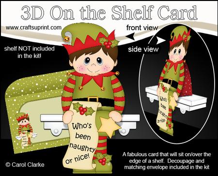 3D on the Shelf Card Kit - Christmas Little Elf