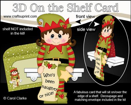 3D on the Shelf Card Kit - Christmas Little Elf
