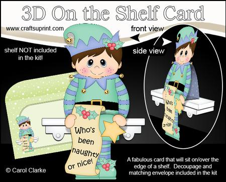 3D on the Shelf Card Kit - Christmas Little Elf