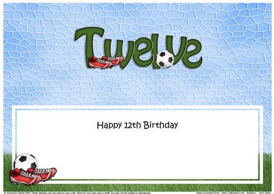 Large Dl 12th Birthday Football Insert