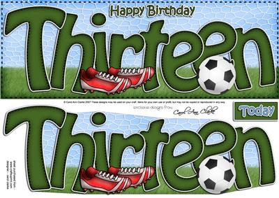 Large Dl 13th Birthday Football Card & 3D Decoupage