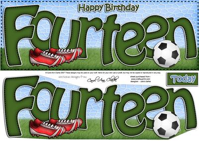 Large Dl 14th Birthday Football Card & 3D Decoupage