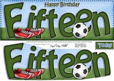 Large Dl 15th Birthday Football Card & 3D Decoupage