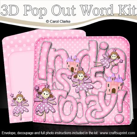 3D 5th Birthday India Fairies Pop Out Word Card