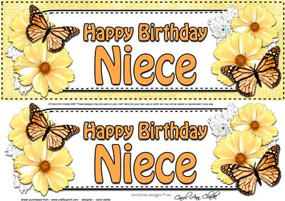Large Dl Birthday Niece Floral Butterflies 3D Decoupage