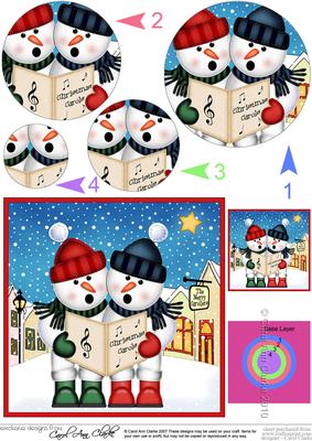 Singing Snowmen Merry Carollers Circle Pyramage Topper