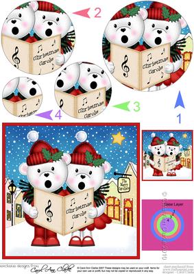 Singing Teddies Merry Carollers Circle Pyramage Topper