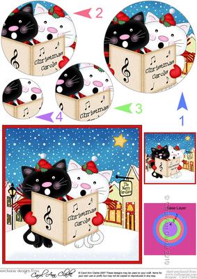 Singing Cats Merry Carollers Circle Pyramage Topper