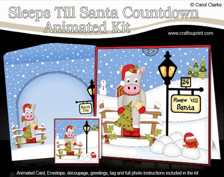 3D Xmas Gigi Horse Sleeps Till Santa Countdown Card