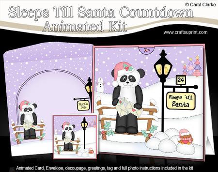 3D Xmas Panda Bear Sleeps Till Santa Countdown Card
