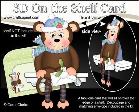 3D on the Shelf Card Kit - Little Christmas Monkey