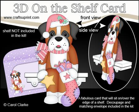 3D on the Shelf Card Kit - Little Christmas Boxer Dog