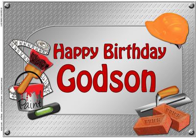 A4 Birthday Godson Handyman Tools Card Topper