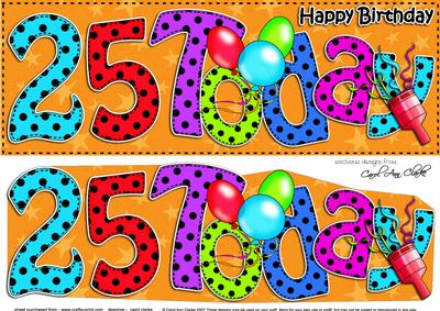 Large Dl 25th Birthday Celebrations Card & 3D Decoupage