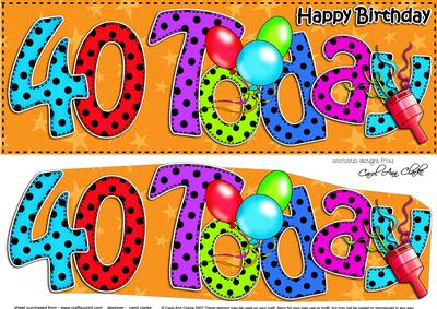 Large Dl 40th Birthday Celebrations Card & 3D Decoupage