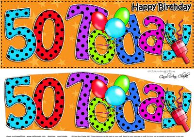 Large Dl 50th Birthday Celebrations Card & 3D Decoupage