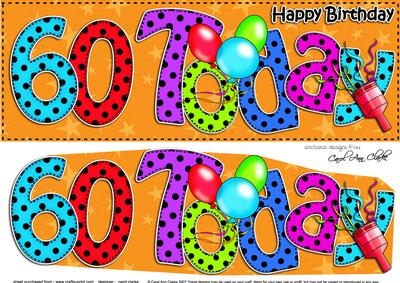Large Dl 60th Birthday Celebrations Card & 3D Decoupage